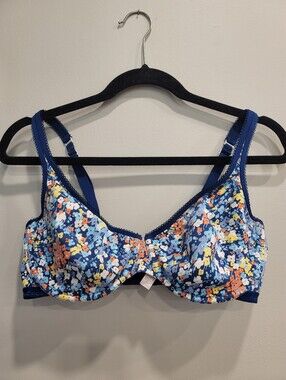 Sz 40DD Cacique Underwire Bra Blue Floral